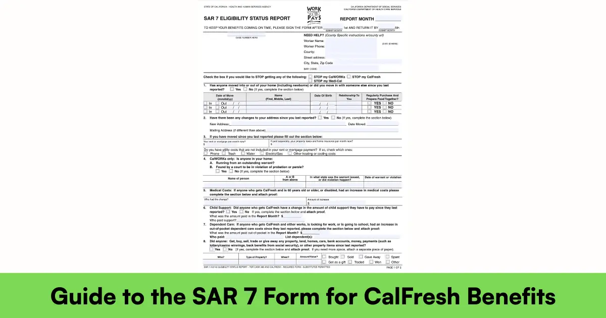 Guide to the SAR 7 Form for CalFresh Benefits in California